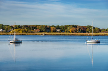 The view on the ocean in Maine, New England USA