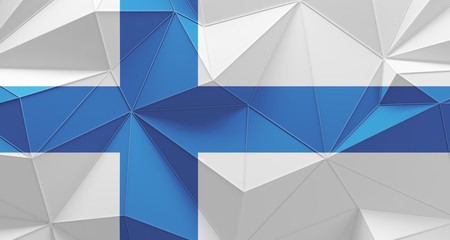 Obraz premium Finland polygonal design flag background. 3d illustration