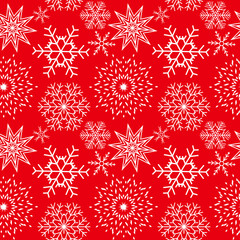 Abstract Christmas and New Year Seamless snowflakes background.  Vector illustration
