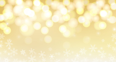 Gold christmas background with snowflakes.