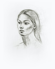 Portrait of a girl with a pencil