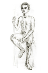 Academic figure drawing of a young guy