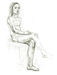 Academic figure drawing of a young girl