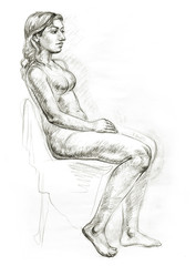 Academic figure drawing of a young girl