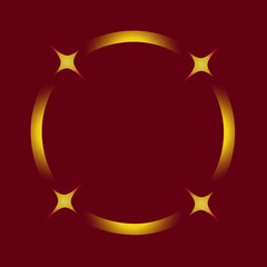 Stylish Circle Frame with 4 Stars Isolated on Blue Background. Vector Graphic Frame for design, card, invitation, print for Christmas, New Year, etc...