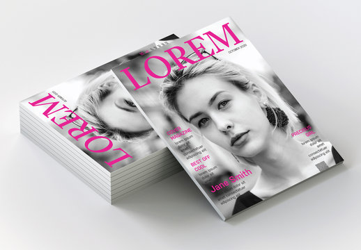 Fashion Magazine Cover Layout with Pink Accents