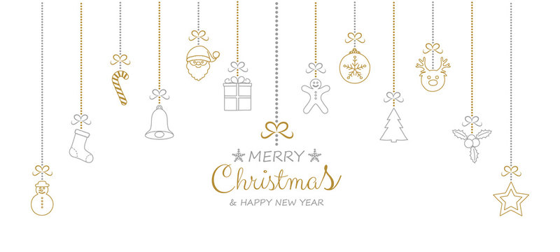 Christmas decoration with hanging elements. Vector.