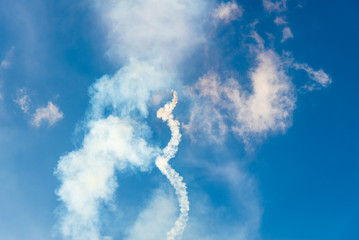 Jet planes making shapes in the sky