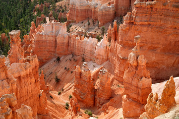 Bryce Canyon, USA, view from lookout point, seldom stones on the left