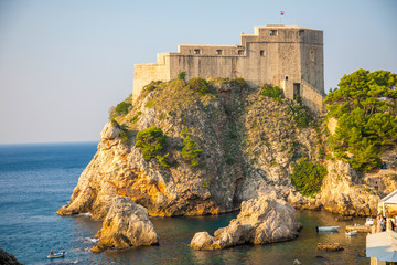 Fototapeta na wymiar Lovrijenac Fort at the northern harbor entrance from the old town walls in Dubrovnik, Croatia