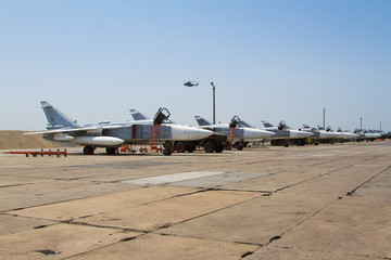 Military jet fighter ready to fly
