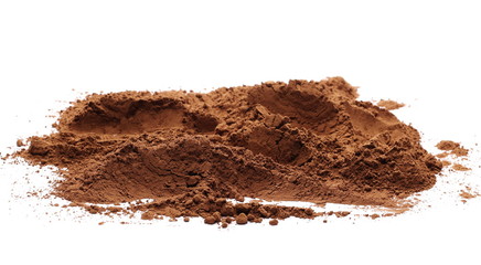Pile cocoa powder isolated on white background