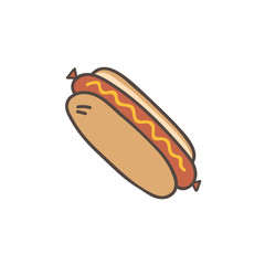 Colorful Fast food hot dog. Vector illustration.