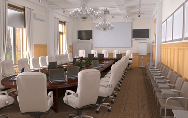 conference room, meeting room, interior visualization, 3D illustration