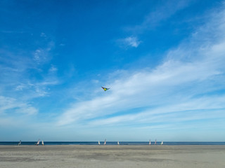 Land sailing on the beaches of the Ameland island in the Netherlands in Autumn - 1
