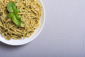 Pasta spaghetti with sauce pesto