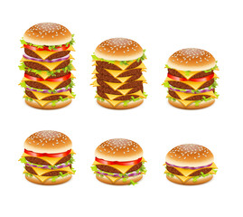 Colorful Fast food vector isolated. Vector illustration.