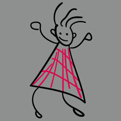 Girl in the style of childrens drawings