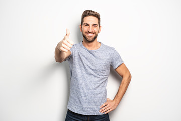 A guy in studio white background, great looking