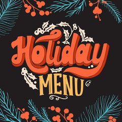 Christmas menu template for restaurant and cafe on a blackboard