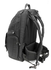 black backpack on a white background