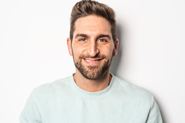 Fototapeta premium A guy in studio white background, great looking