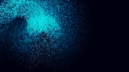 Abstract background of data flow. Network concept with spray. Futuristic technology element. 3D...