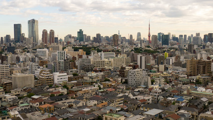Aerial view of downtown Tokyo, Japan metropolis.  