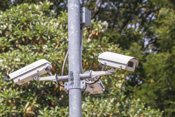 Security Camera or CCTV (closed circuit television)in the park.