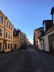 Fototapeta na wymiar Stockholm Street with clear blue skies