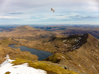 Llan Llydaw seen from the summit of Mount Snowdon, Wales