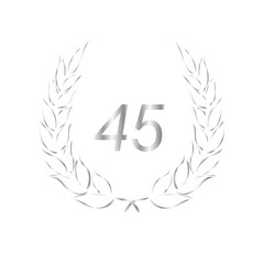 Lorbeerkranz - Jubiläum - 45 - Piktogramm - Symbol - silber