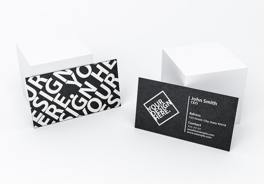 Business Cards with White Cubes Mockup