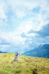Fototapeta premium Wedding above Lake Thun, Switzerland