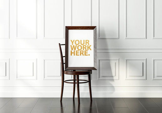 Wooden Framed Print Mockup