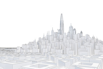 urban landscape in 3d contour lines
