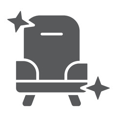 Furniture cleaning glyph icon, clean and service, armchair sign, vector graphics, a solid pattern on a white background.