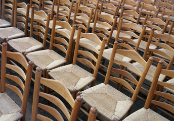 chairs with straw seat before the show