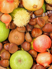 chestnuts kiwi pomegranates apples