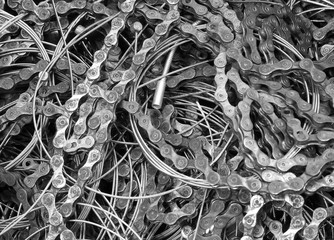 f chains and wires of bicycle brakes