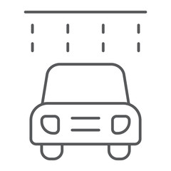 Car washing thin line icon, clean and service, auto sign, vector graphics, a linear pattern on a white background.