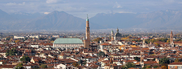 panoramic view of VICENZA city in Northen Italy and the famous m - obrazy, fototapety, plakaty