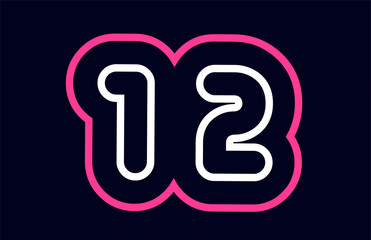 pink white blue number 12 logo company icon design