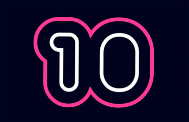 pink white blue number 10 logo company icon design
