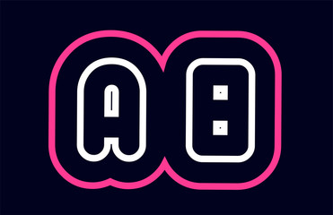 pink white blue alphabet combination letter ab a b logo company icon design