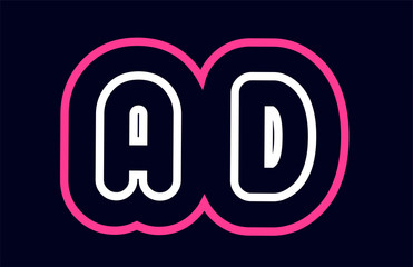pink white blue alphabet combination letter ad a d logo company icon design