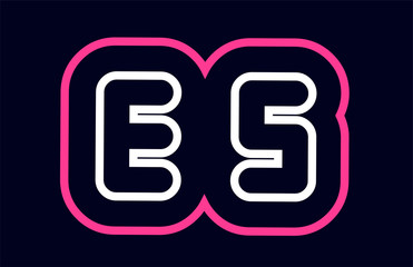 pink white blue alphabet combination letter es e s logo company icon design