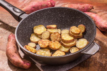Brazilian Sweet potato sliced and roasted