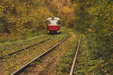 Naklejka na ściany i meble Vintage red tram