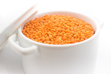 Red Lentils in a small pan